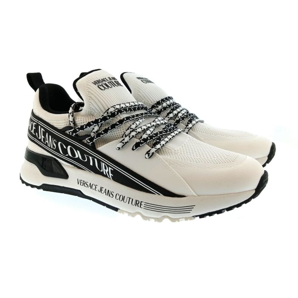 Versace Jeans Couture Mens White / Black Logo Runner Sneakers